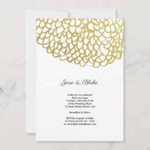 Gold Hand-drawn Petal Pattern Wedding Invitation