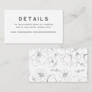 Gold Hand Drawn Wildflowers Wedding Details Enclosure Card