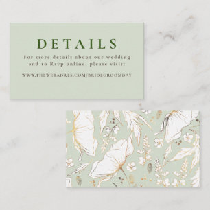 Gold Hand Drawn Wildflowers Wedding Details Enclosure Card