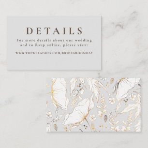 Gold Hand Drawn Wildflowers Wedding Details Enclosure Card