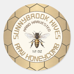 Gold Hand-Harvested Honeycomb Bee Honeycomb Label