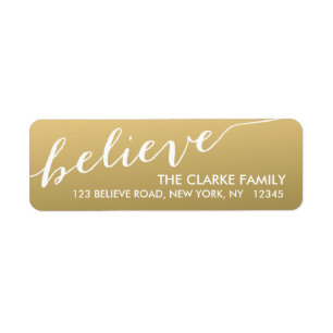 Gold Hand Lettered Believe Holiday