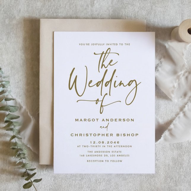 Gold Hand Lettered Calligraphy Wedding Invitation (Gold Hand Lettered Calligraphy Wedding Invitation)