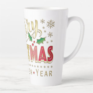 Gold Hand Lettered Script Merry Christmas Latte Mug
