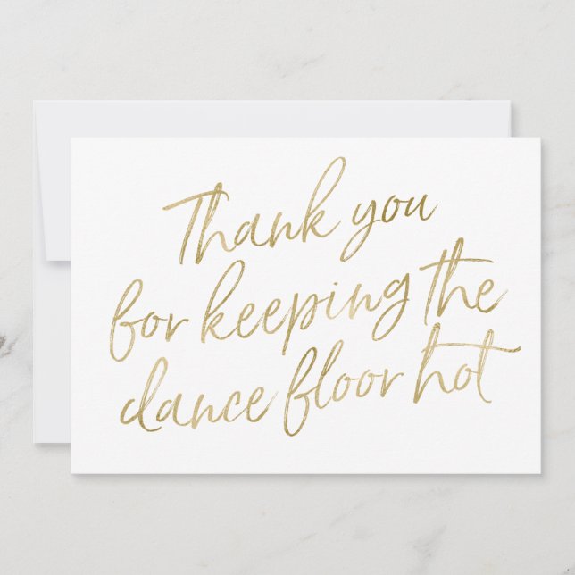 Gold Hand Lettered "Thank you" DJ, Musician, Band Thank You Card (Front)