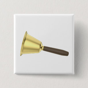 Gold handbell with a wooden handle 15 cm square badge