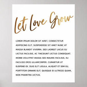Gold Handwriting "Let Love Grow" Simple Event Poster