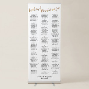 Gold Handwriting Simple Seating Chart 170 Names Retractable Banner