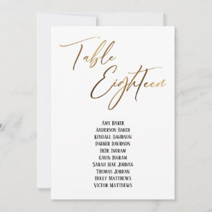 Gold Handwriting Table Eighteen Seating Chart