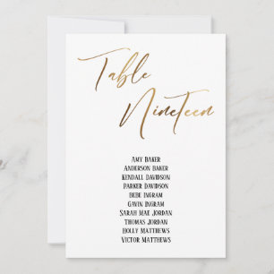 Gold Handwriting Table Nineteen Seating Chart