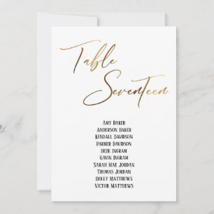 Gold Handwriting Table Seventeen Seating Chart
