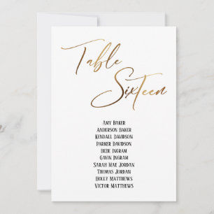 Gold Handwriting Table Sixteen Seating Chart