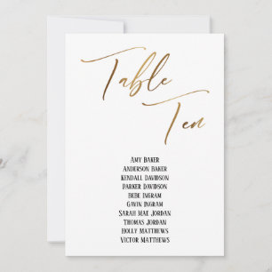 Gold Handwriting Table Ten Seating Chart