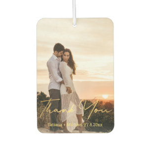 gold handwriting wedding 2 photos thank you car air freshener