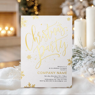 Gold handwritten calligraphy Christmas Party Foil Holiday Card