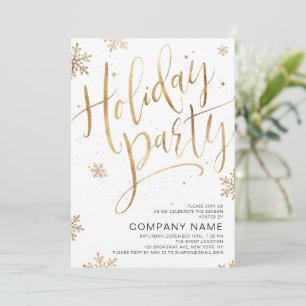 Gold handwritten calligraphy holiday Party Invitation