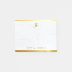 Gold Handwritten Monogram Marble Template Post-it Notes