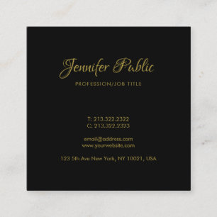 Gold Handwritten Script Elegant Black Professional Square Business Card