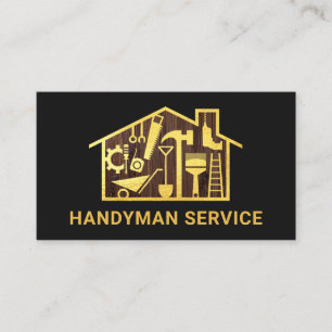 Gold Handyman Building Tools Home Business Card