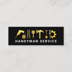 Gold Handyman Construction Tools Equipment Mini Business Card