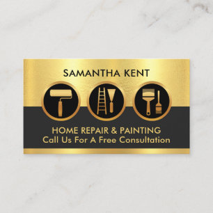 Gold Handyman Painting Tools Business Card