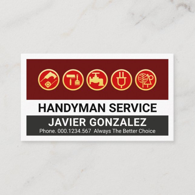 Gold Handyman Repair Tool Layers Business Card (Front)