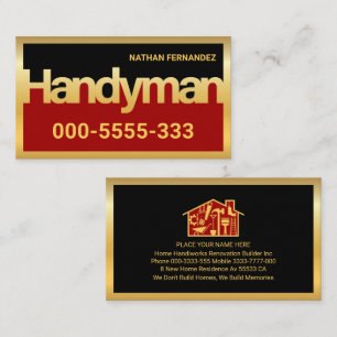 Gold Handyman Signage Frame Builder Business Card
