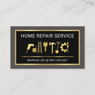 Gold Handyman Tools Border Frame Business Card