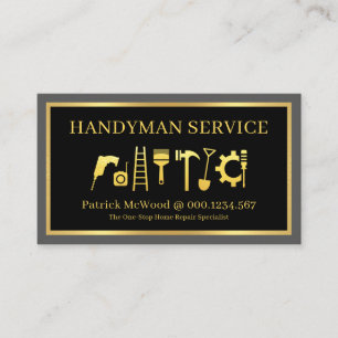 Gold Handyman Tools Home Repairs Business Card