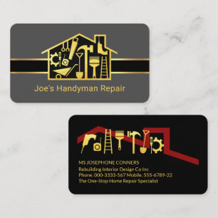 Gold Handyman Tools Home Repairs Business Card
