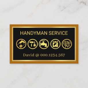 Gold Handyman Tools Home Repairs Business Card