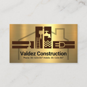 Gold Handyman Tools House Frame Business Card