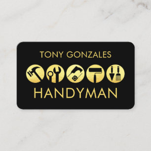 Gold Handyman Tools Icon Business Card