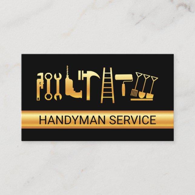 Gold Handyman Tools Layer Business Card (Front)