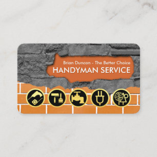 Gold Handyman Tools On Brick Wall Business Card