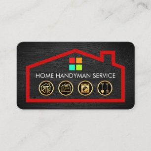 Gold Handyman Tools On Building Frame Business Card