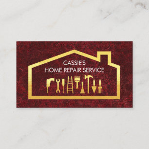 Gold Handyman Tools On Building Frame Business Card