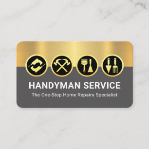 Gold Handyman Tools On Gold Grey Layers Business Card