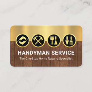 Gold Handyman Tools On Gold Timber Layers Business Card