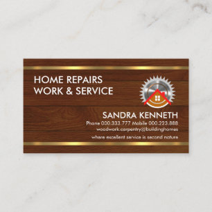 Gold Handyman Tools On Timber Business Card