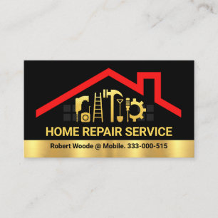 Gold Handyman Tools Roof Frame Business Card