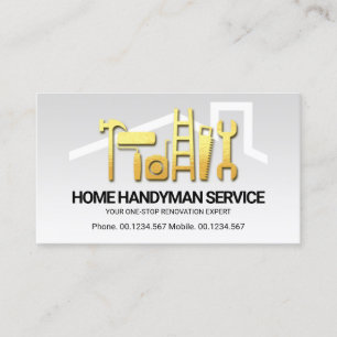 Gold Handyman Tools Rooftop Repairs Business Card