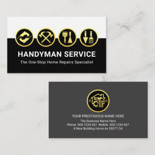 Gold Handyman Tools White Black Layers Business Card