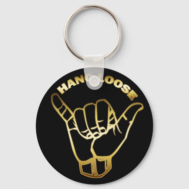 GOLD HANG LOOSE SIGN KEY RING (Front)