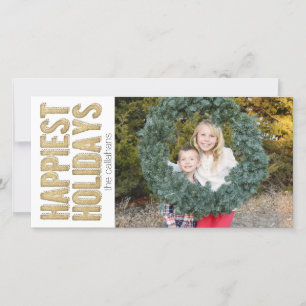 Gold Happiest Holidays Holiday Card