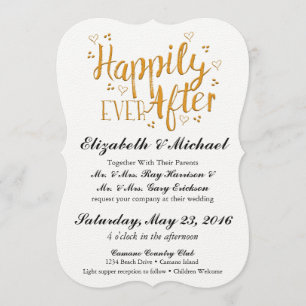 Gold Happily Ever After Wedding Invitation