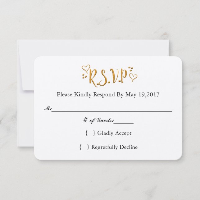 Gold Happily Ever After Wedding Response Card (Front)