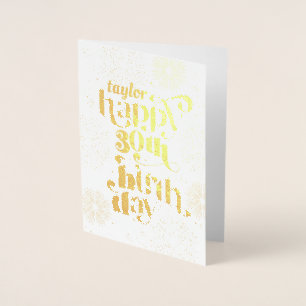 Gold Happy 30th Birthday With Name Greeting Card