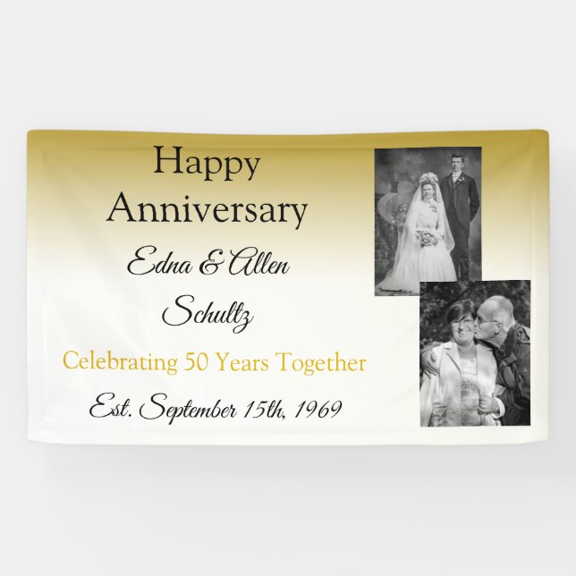 Gold Happy Anniversary Banner (Horizontal)