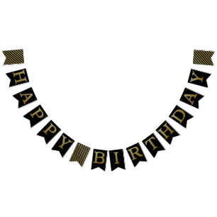Gold Happy Birthday bunting banner